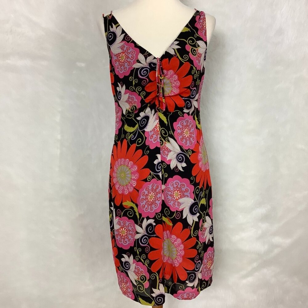 Vintage 90s Y2K Trina Turk Psychedelic Floral Silk Blend Mesh Knit Dress 10